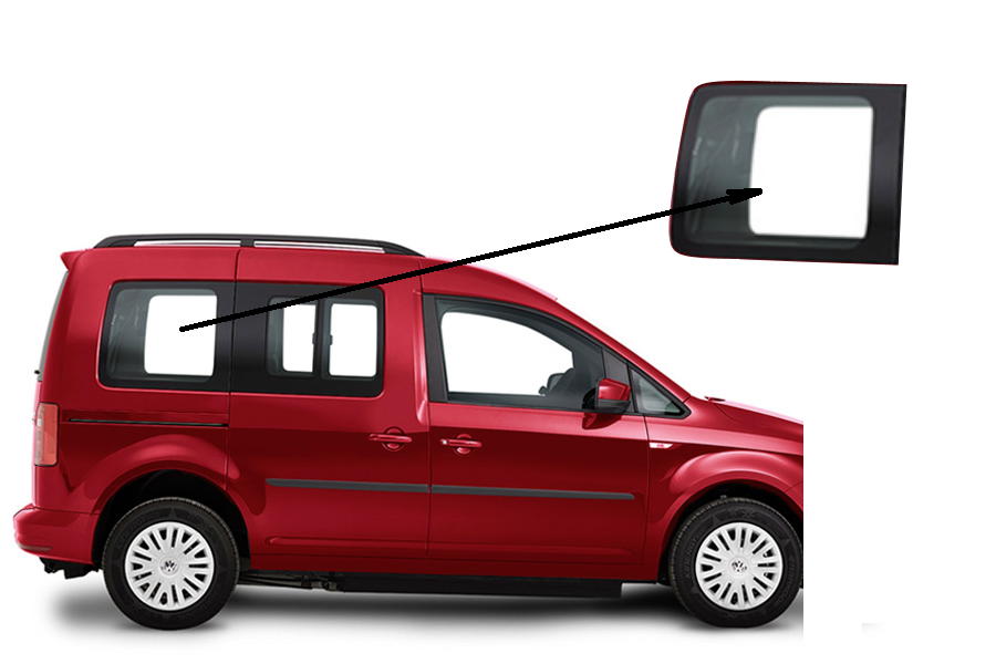 

Боковое стекло Volkswagen Caddy 2004-2015 заднее правое