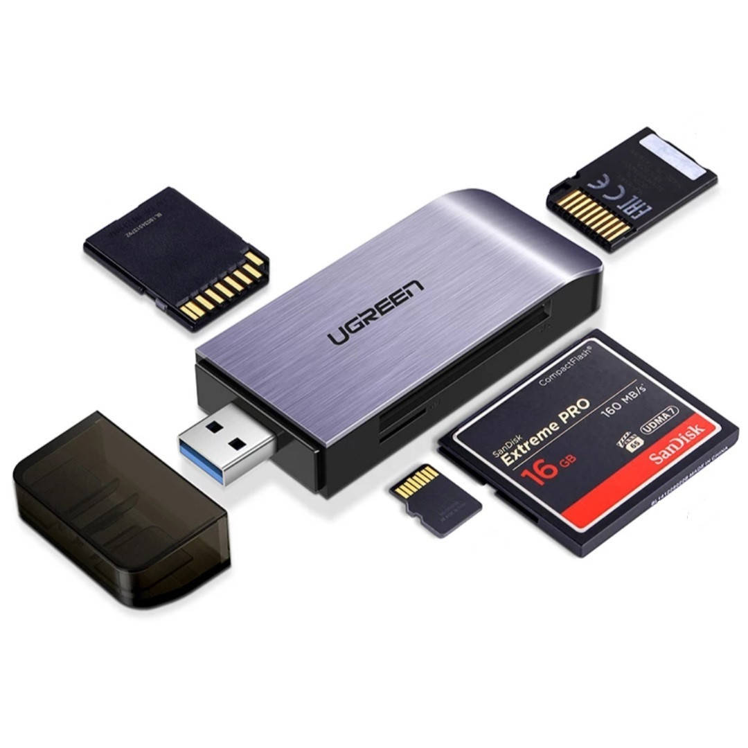 

Картридер Ugreen 4 в 1 TF/SD/CF/MS USB 3.0 CM180, Серый