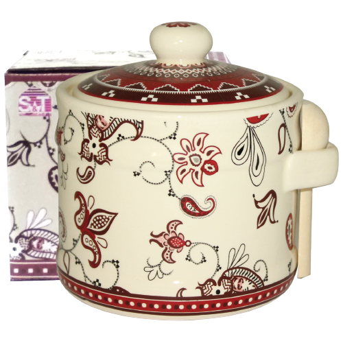 

Банка для меда с деревянной ложкой 'Орнамент' (h-8,5 см, d-10см, об-м 420мл)