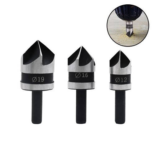 

Набор из 3 зенковок цилиндрических, 90град 12/16/19мм, HSS сталь