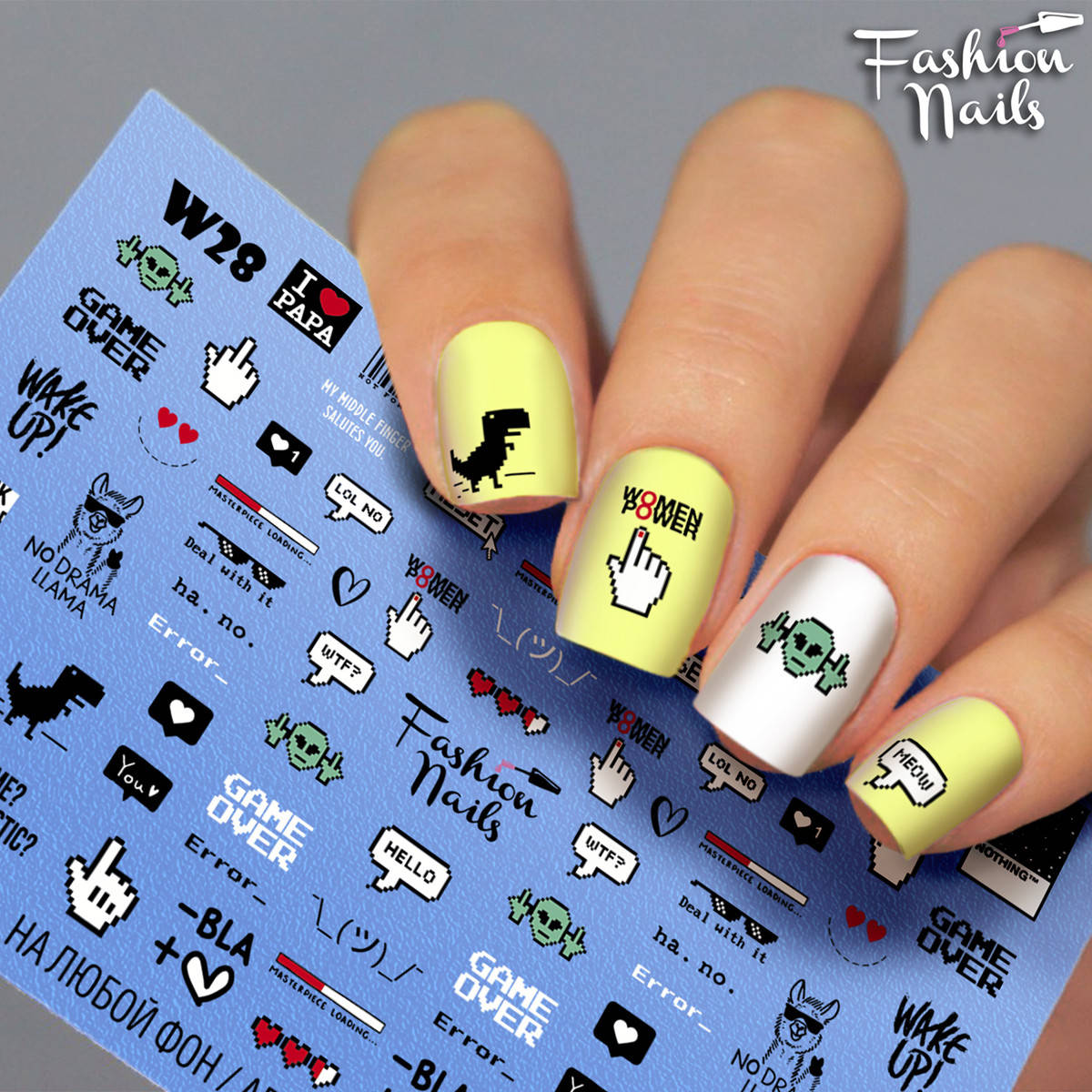 

Слайдер-дизайн наклейки на ногти для маникюра водные Fashion Nails W28 хит модные, Белый