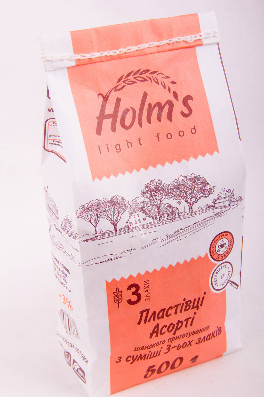 

Хлопья Ассорти 3 злаки ТМ «Holm's» - крафт пакет 500 г