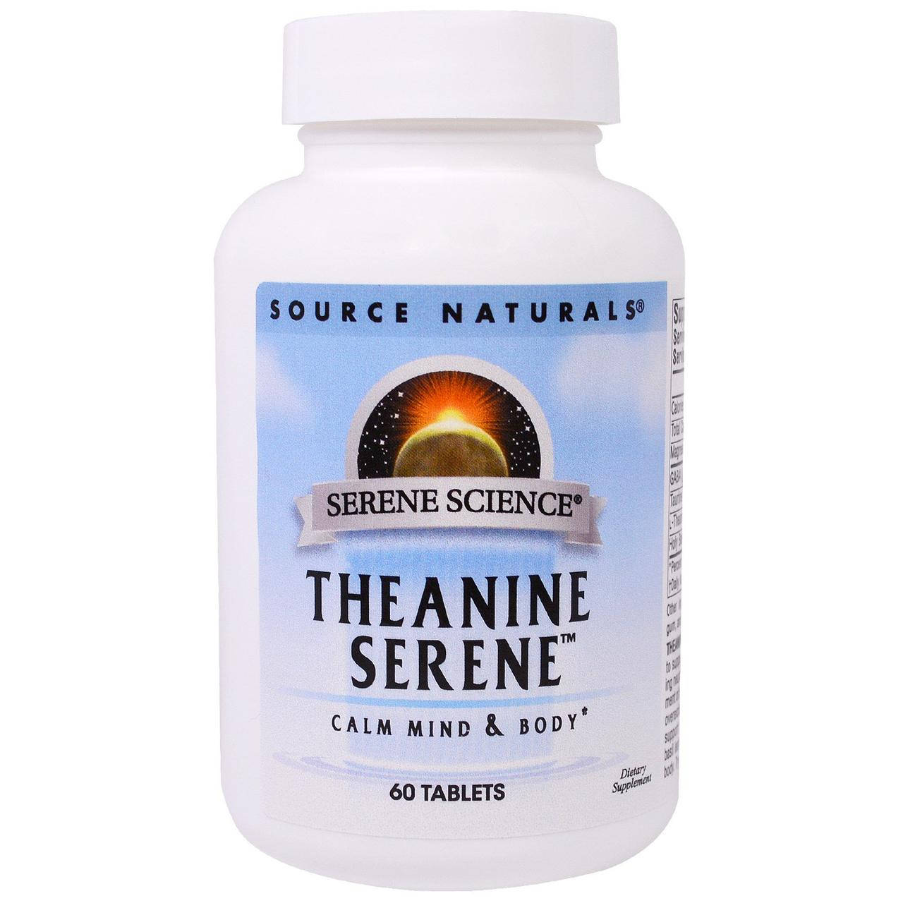 

Теанин, спокойствие, Theanine Serene, Source Naturals, 60 таблеток