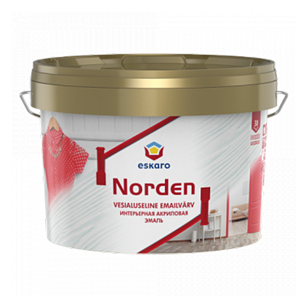 

Полуматовая акриловая эмаль для дерева и металла Norden 30 Eskaro 2,7л (Белая)