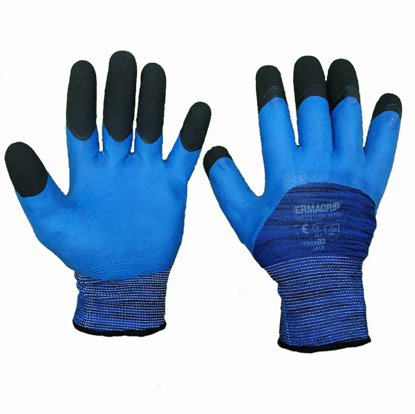 

Перчатки рабочие "Dermagrip", вспененный латексный облив - 10 размер, Синий