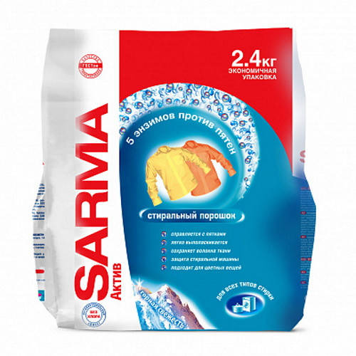

Sarma Актив Стиральный порошок универсальный Горная свежесть, 2.4 кг.