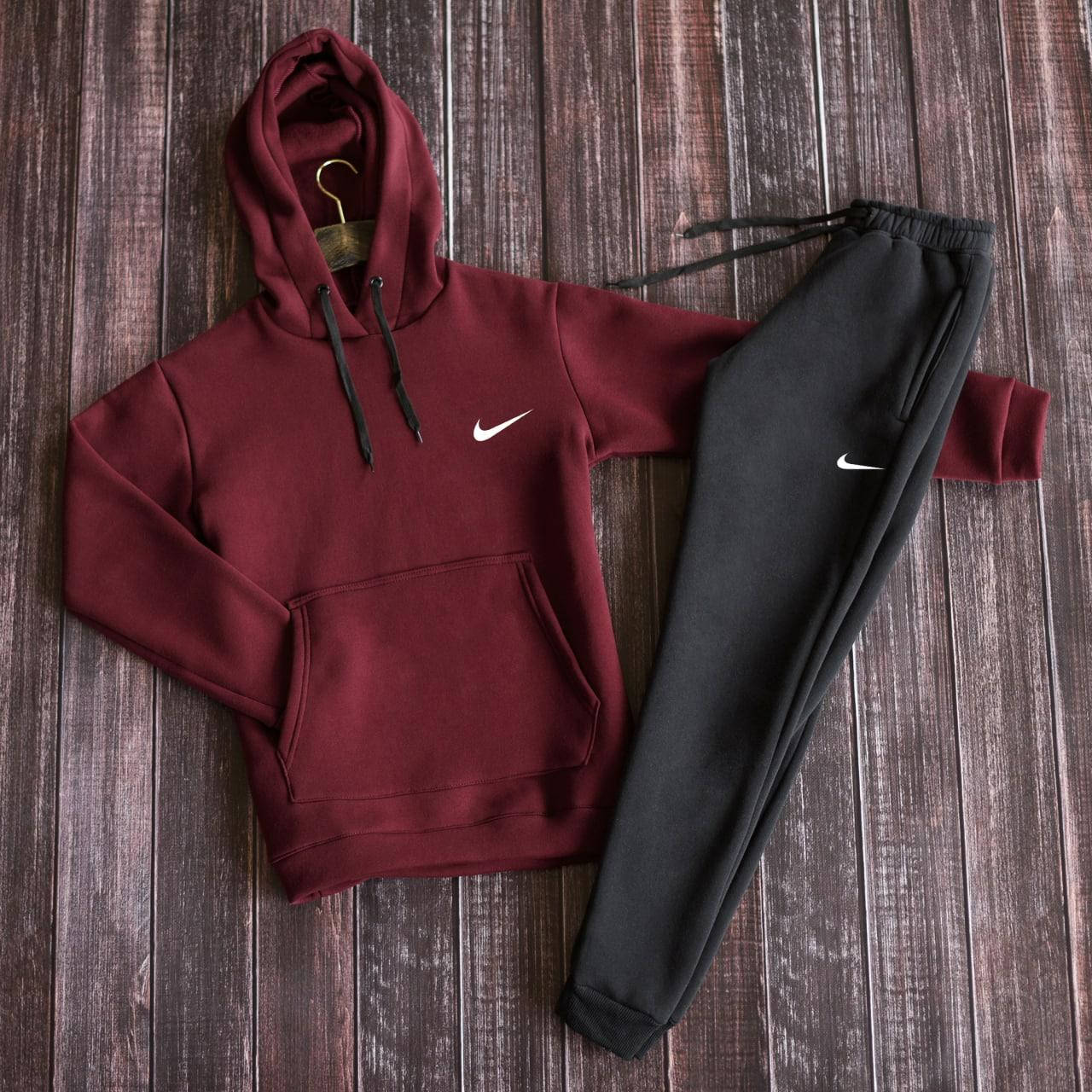 

Мужской спортивный костюм Nike (Найк) худи бордо штаны черный, Бордовый