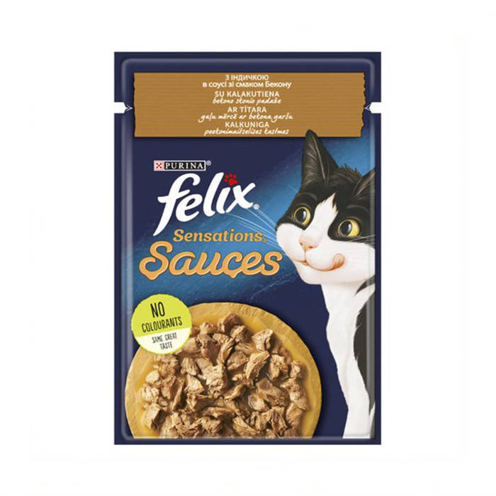 

Felix Sensations в соусе с индейкой и беконом 85 г