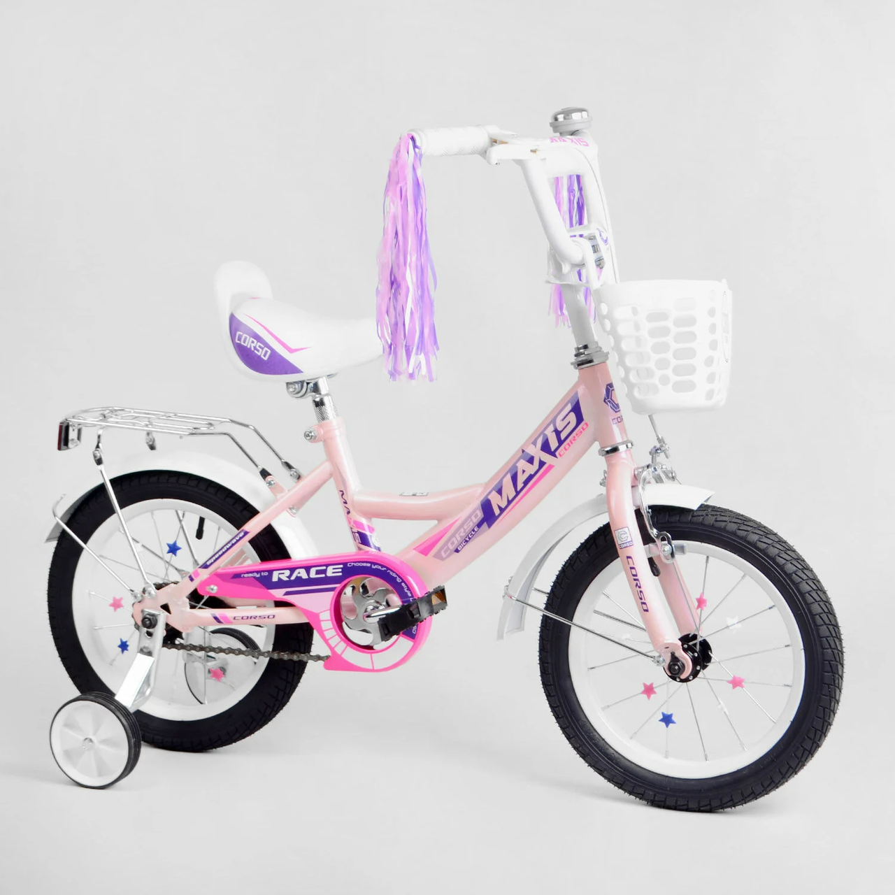 

Двухколесный велосипед с дополнительными колесами Corso Maxis 14" 4-5 лет Белый, Бежевый
