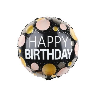 

Шар фольгированный Happy Birthday конфетти на черном фоне 18", Черный