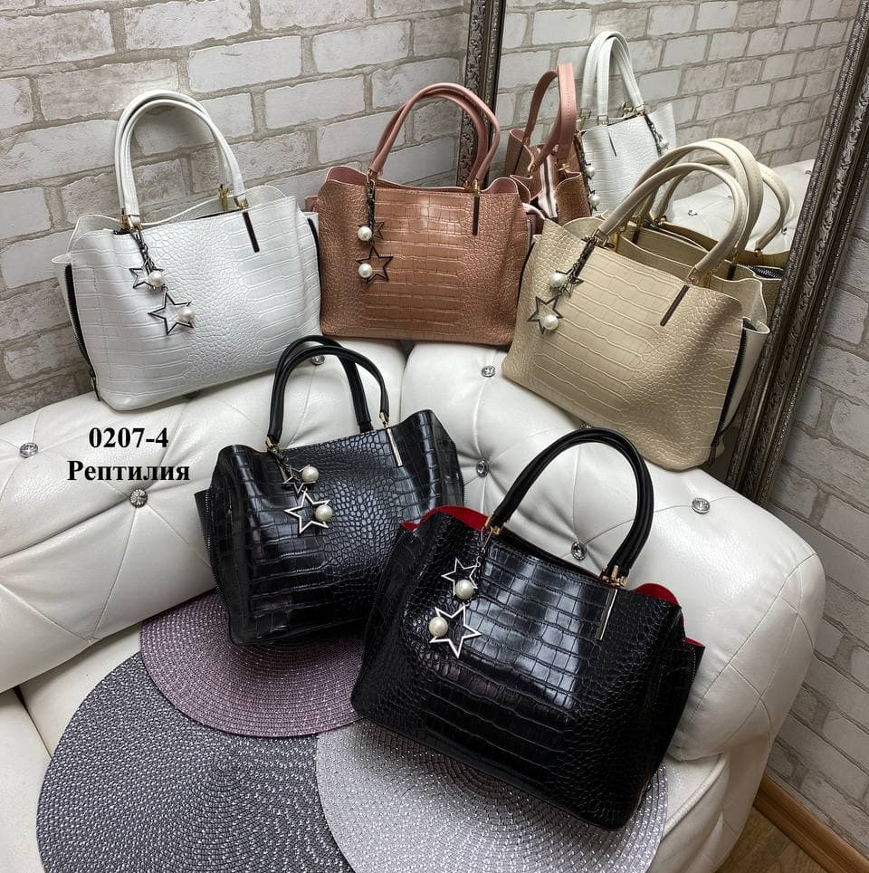 

Женская сумка экокожа с теснением (5 расцветок) бежевая, Бежевый