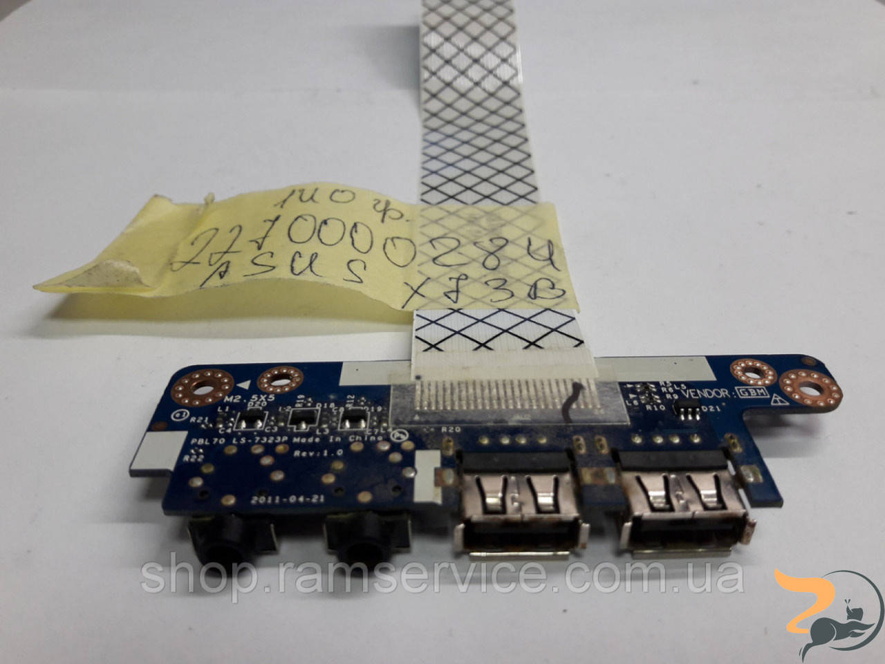 

USB, Audio, роз'єми для ноутбука Asus X73B, *LS-7323P, б/в