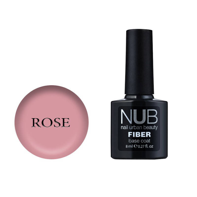 

NUB Fiber Base Coat Rose - основа с волокнами для гель-лака, 8 мл