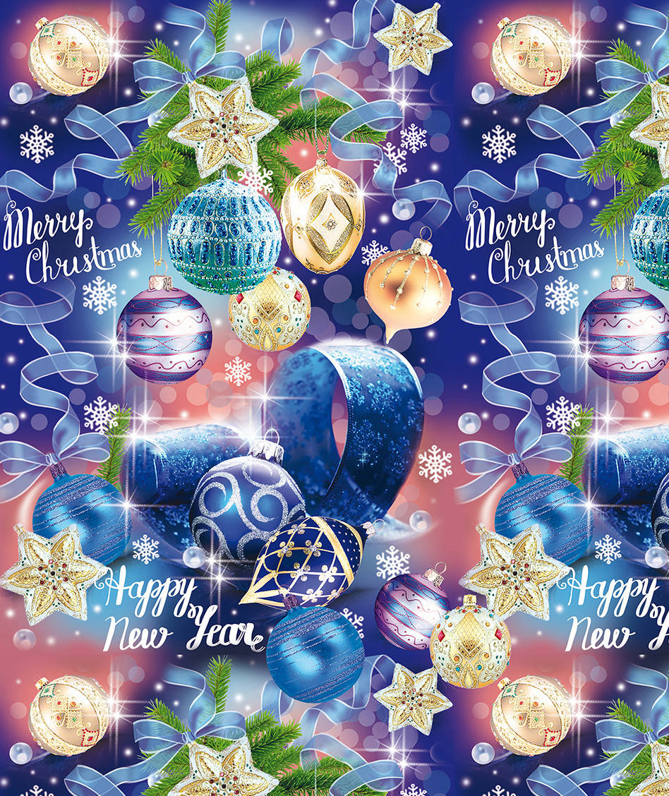 

Бумага подарочная новогодняя 70*100 см / Елочные игрушки