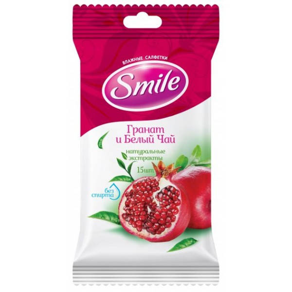 

Влажные салфетки Smile Гранат и белый чай, 15 шт