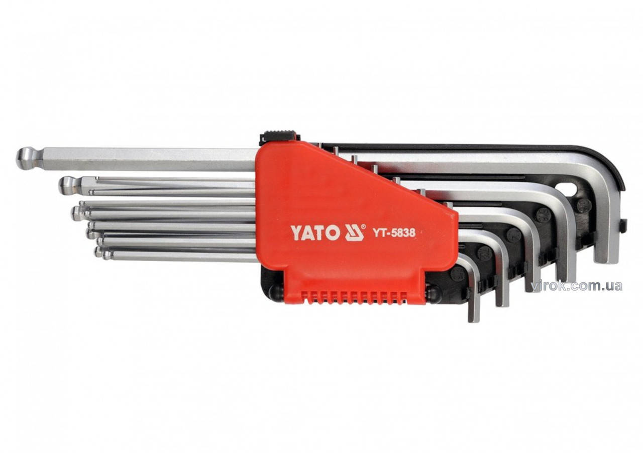 

Набор ключей шестигранных Г-образных дюймовых с шаром YATO 1/16"-3/8" 12 шт YT-5838