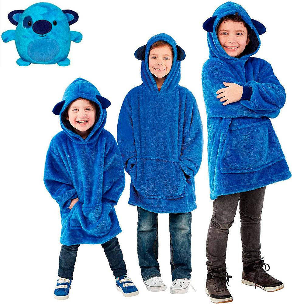 

Детский плед с капюшоном и рукавами / толстовка Huggle Pets Hoodie Синий