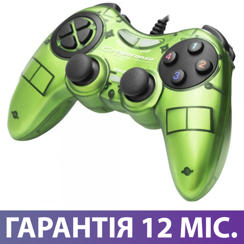 

Джойстик для ПК Esperanza Fighter GX400, зеленый, USB, проводной геймпад для компьютера/ноутбука, Зелёный