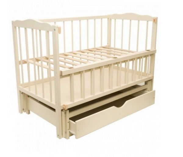 

Ліжко дитяче шарнір-підшипник, бук, шухляда, відкидна бок "Ангелятко" тм"Babybrok"