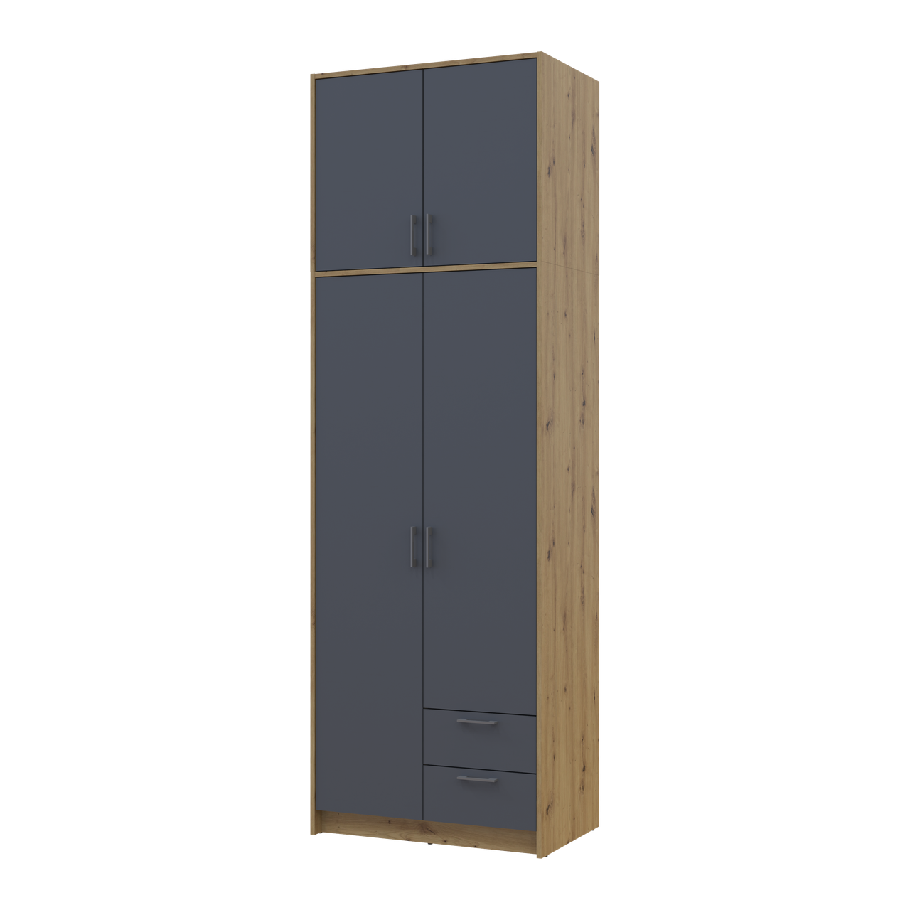 Шафа для одягу Doros Ронді з високою антресолею Дуб Артізан/Графіт 2 ДСП 82х52х260 (42005186)