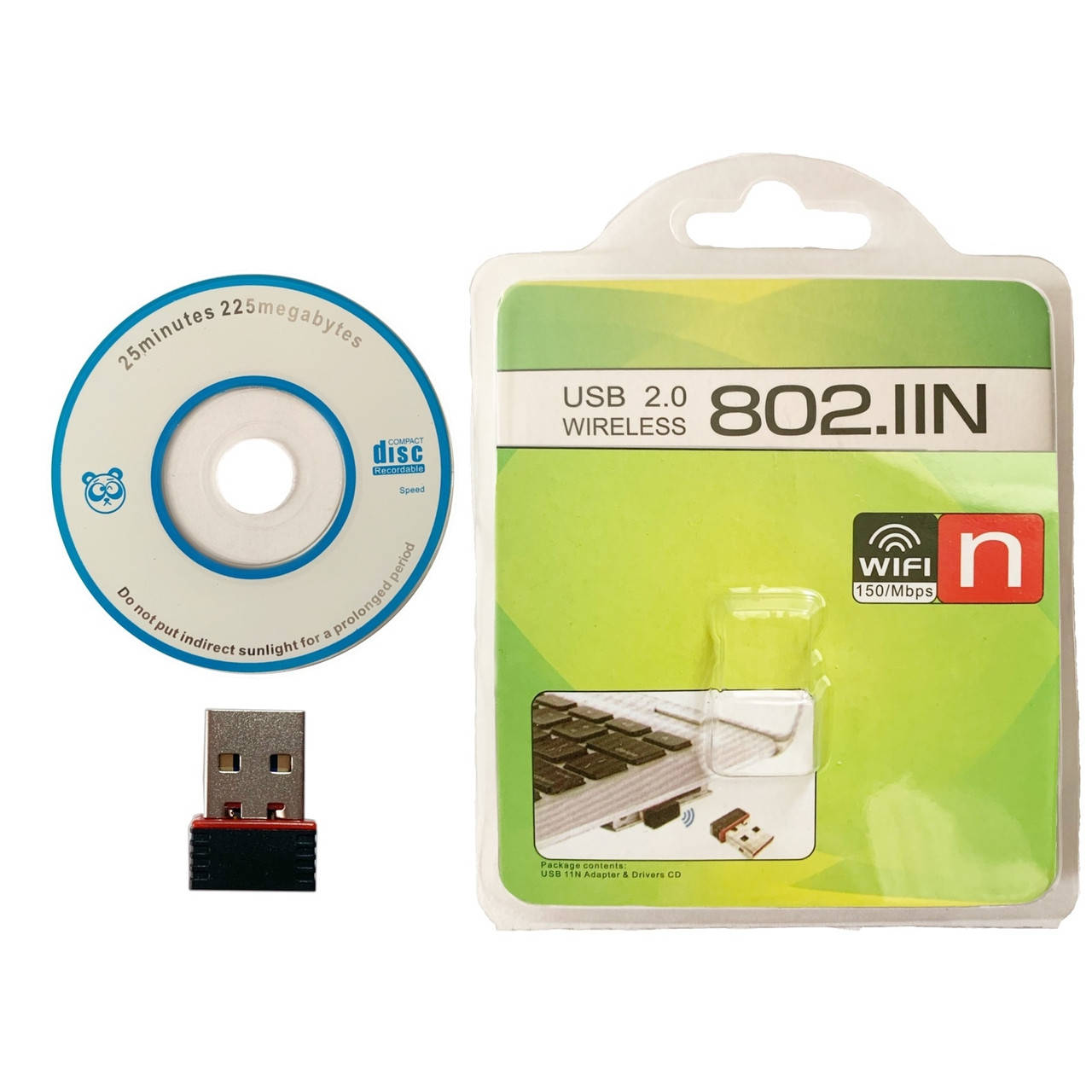 

USB wifi адаптер 150 dB в блистере + диск с драйвером