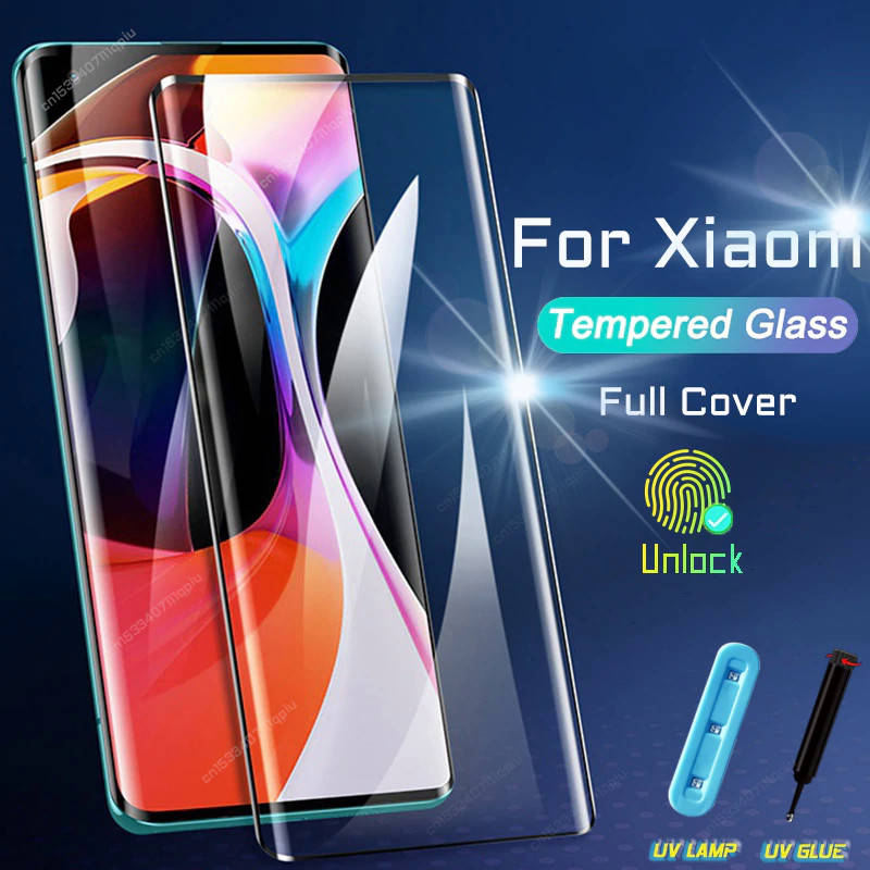 

UV изогнутое защитное стекло для Xiaomi Mi 10 прозрачное без рамок, Прозрачный