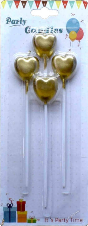 

Свечи для торта сердца золото, 4 штуки