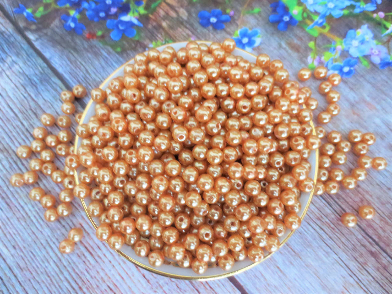

Жемчуг искусственный, 6 мм, цвет карамельный, 10 грамм, (~100 шт).