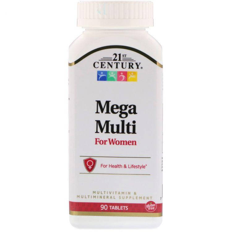 

21st Century, Mega Multi for women (90 таб.), женские витамины