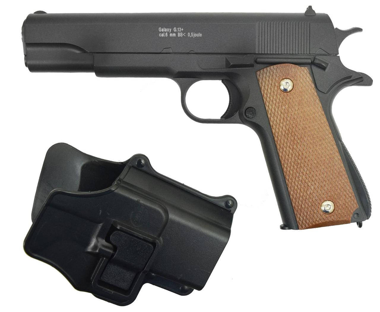 

Страйкбольный пистолет Colt 1911 с кобурой мелаллический 6 мм, Черный