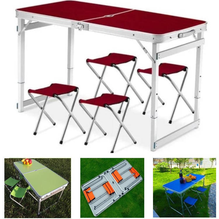 

Стол туристический складной усиленный + 4 стула для пикника, кемпинга. Стол и стулья в чемодане