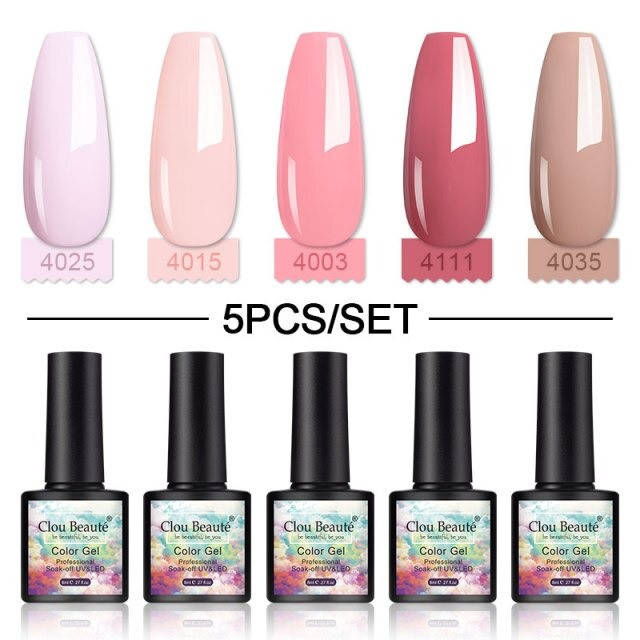 

Набор гель лаков для маникюра базовых цветных разных. Гель лаки для ногтей, комплект (5 шт)