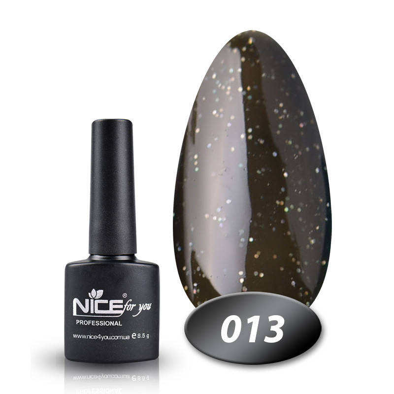 

Гель-лак Nice for you 013 черный с глиттерными блестками 8,5 мл