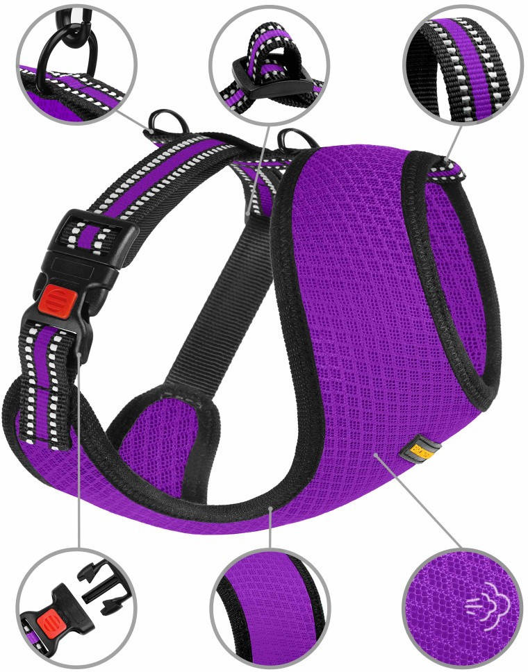 

Шлея для мелких пород собак BronzeDog Mesh XS (84107/Т), Фиолетовый