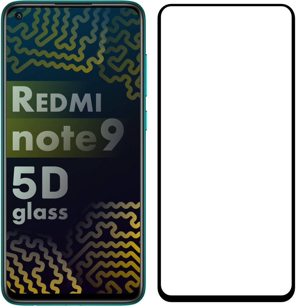 

5D стекло Xiaomi Redmi Note 9 (Защитное Full Glue) Black, Черный