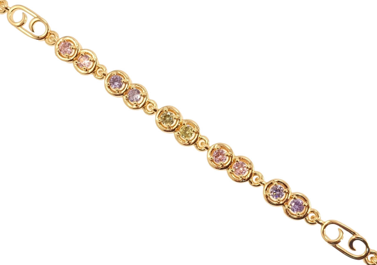 

Браслет Xuping M&L желтый оттенок "Гармоничность с цветными кристаллами" длина с доп.замком 17.5,21см х 6мм