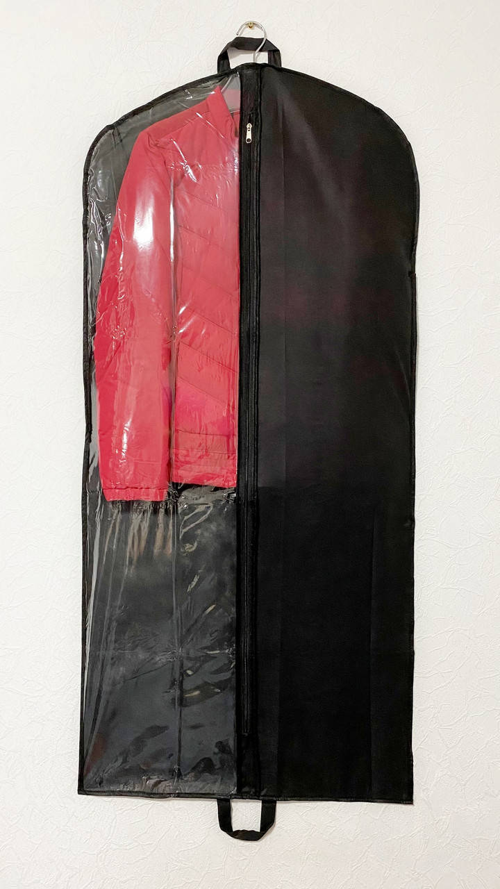 

Чехол для одежды 60*130 см на молнии пылезащитный чёрного цвета, пол-витрина, Черный