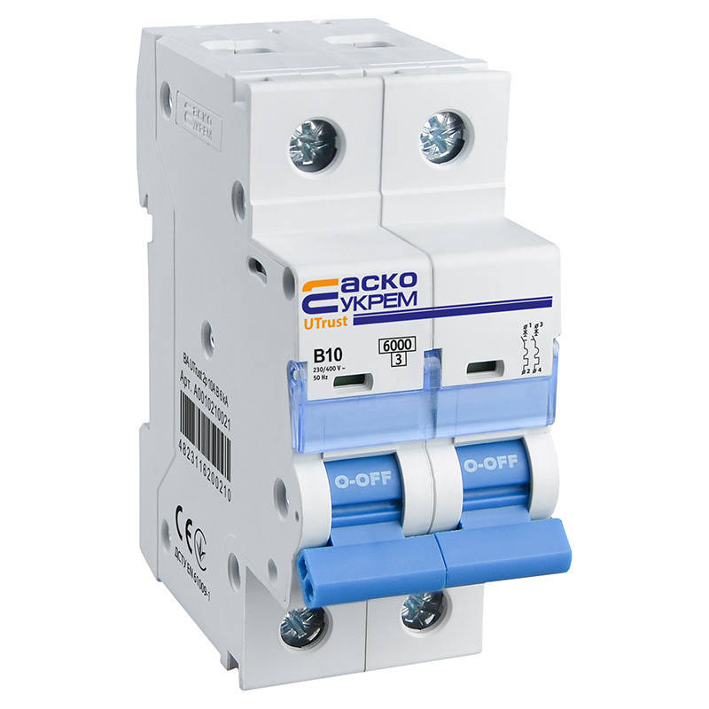 

Автоматический выключатель АСКО-УКРЕМ ВА UTrust 2р 10А B 6kА (A0010210021)