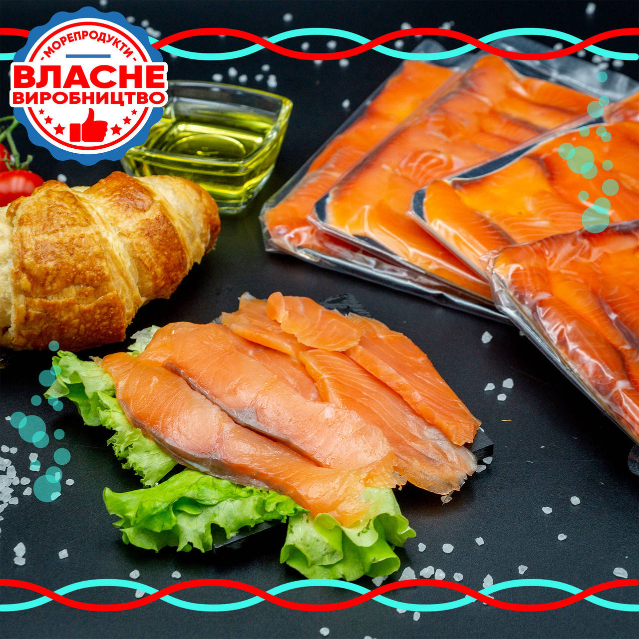 

Нарезка слабосоленого филе лосося 100г