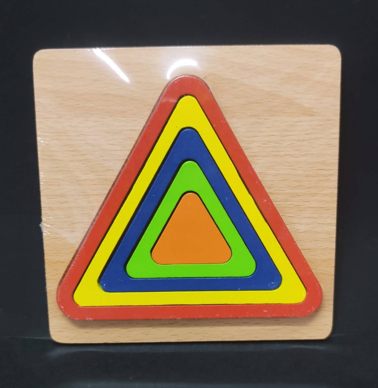 

Деревянная игрушка рамка - вкладыш Треугольник (головоломка, пазл), MD 2090