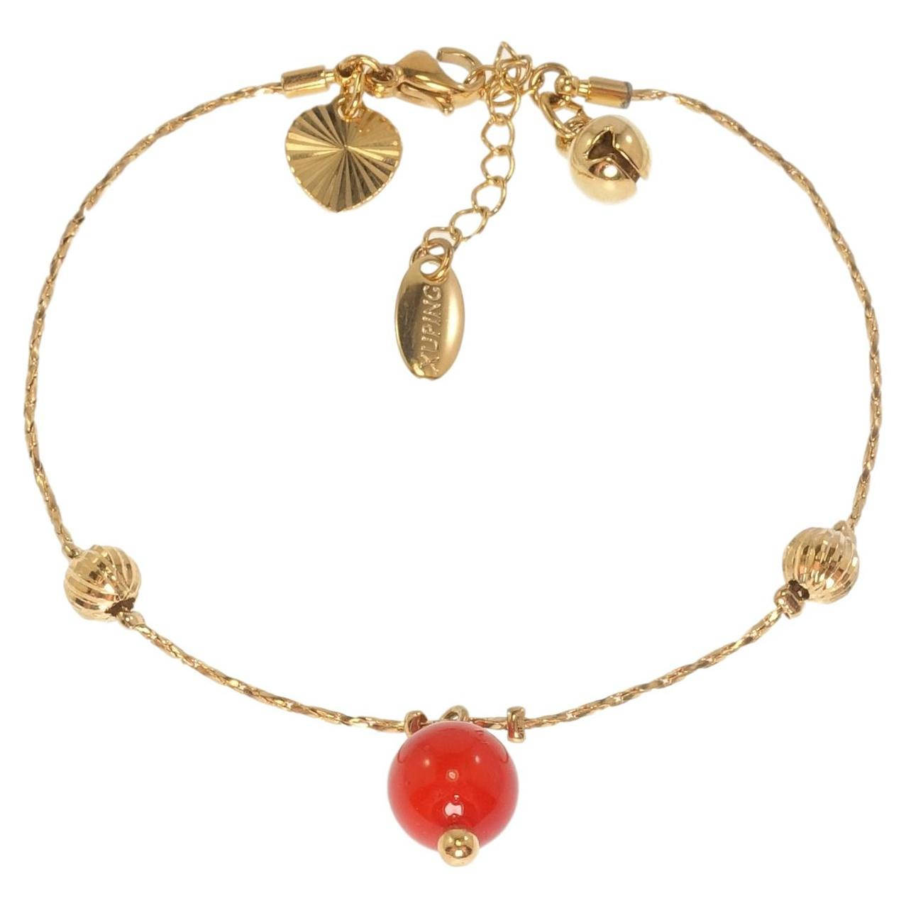 

Браслет Xuping Позолота 18K "Декор Красная Бусина и Колокольчик" длина 18-21 см