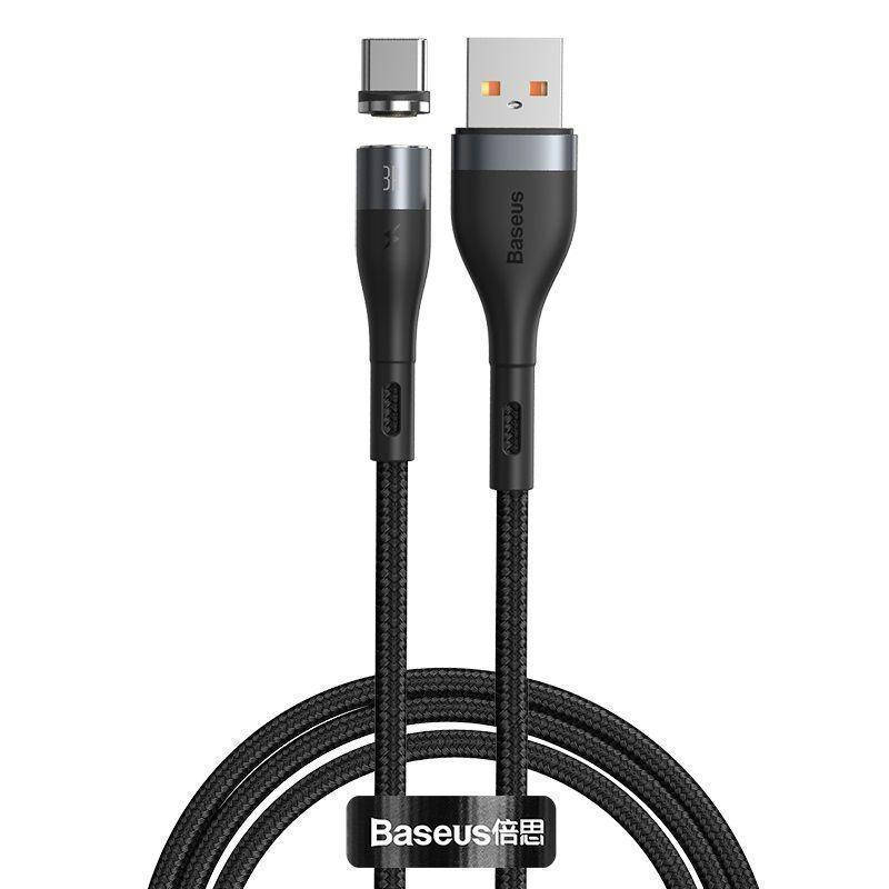 

Дата-Кабель Baseus Zinc Magnetic USB Type-C 3A 1m Black (CATXC-MG1), Черный
