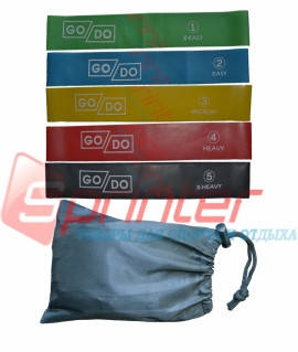 

Набор фитнес резинок из 5 шт. GO DO в сумочке. 605-H5