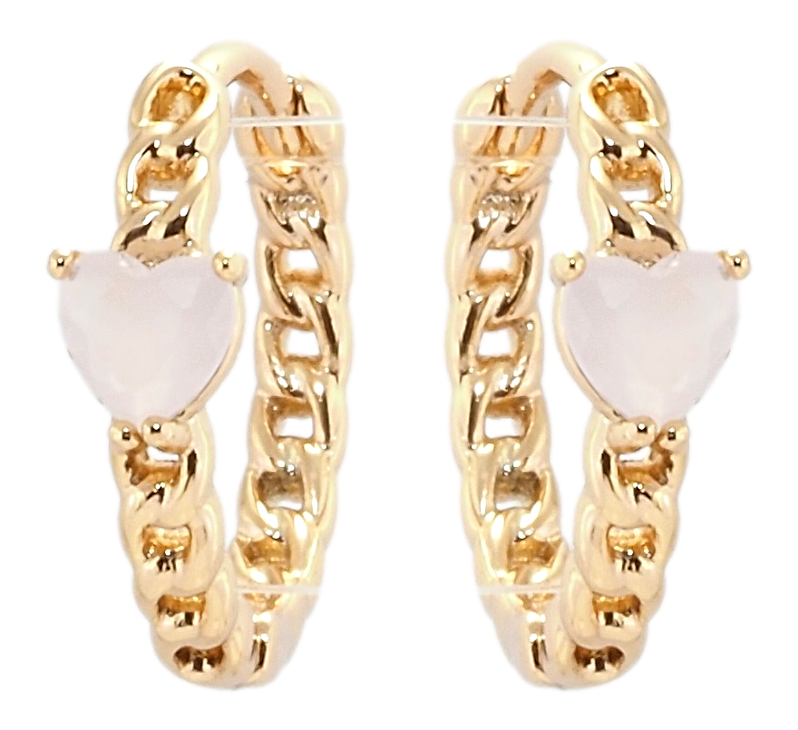 

Серьги Xuping Позолота 18K колечки "Розовые сердечки фианиты на цепочке"