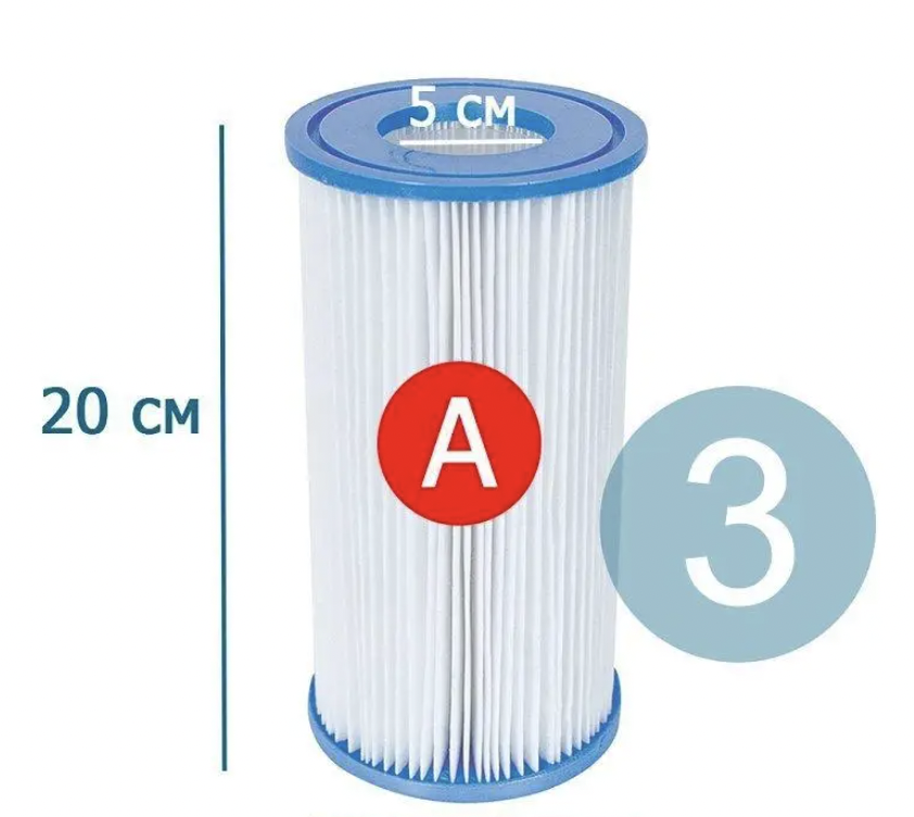 

Сменный картридж для фильтр насоса Intex 29000-3 тип «А» 3 шт, 20 х 10.7 см