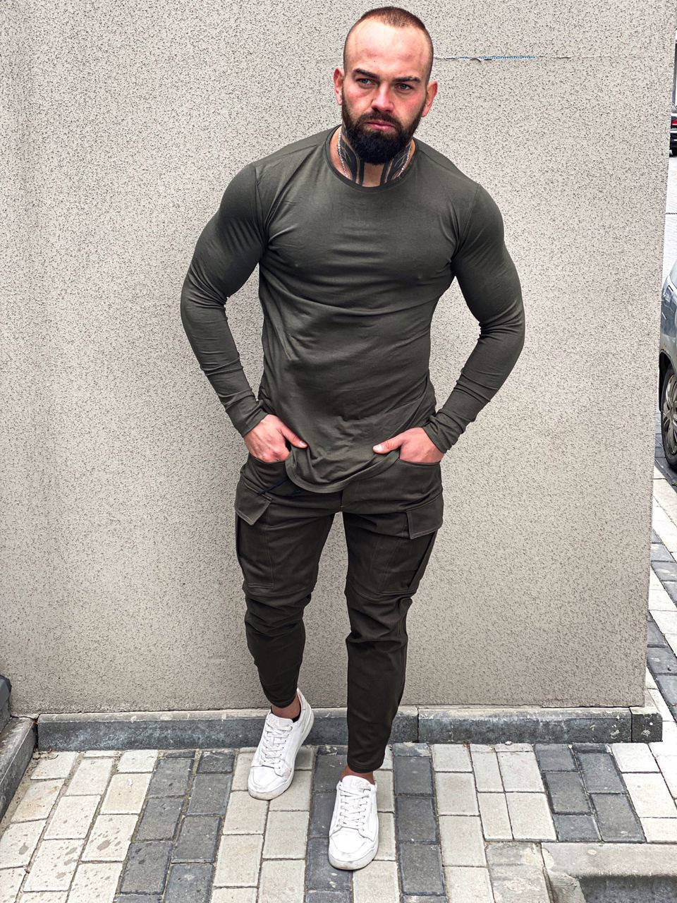 

Штаны карго + лонгслив мужской | Комплект зеленый демисезонный ЛЮКС качества, Зелёный