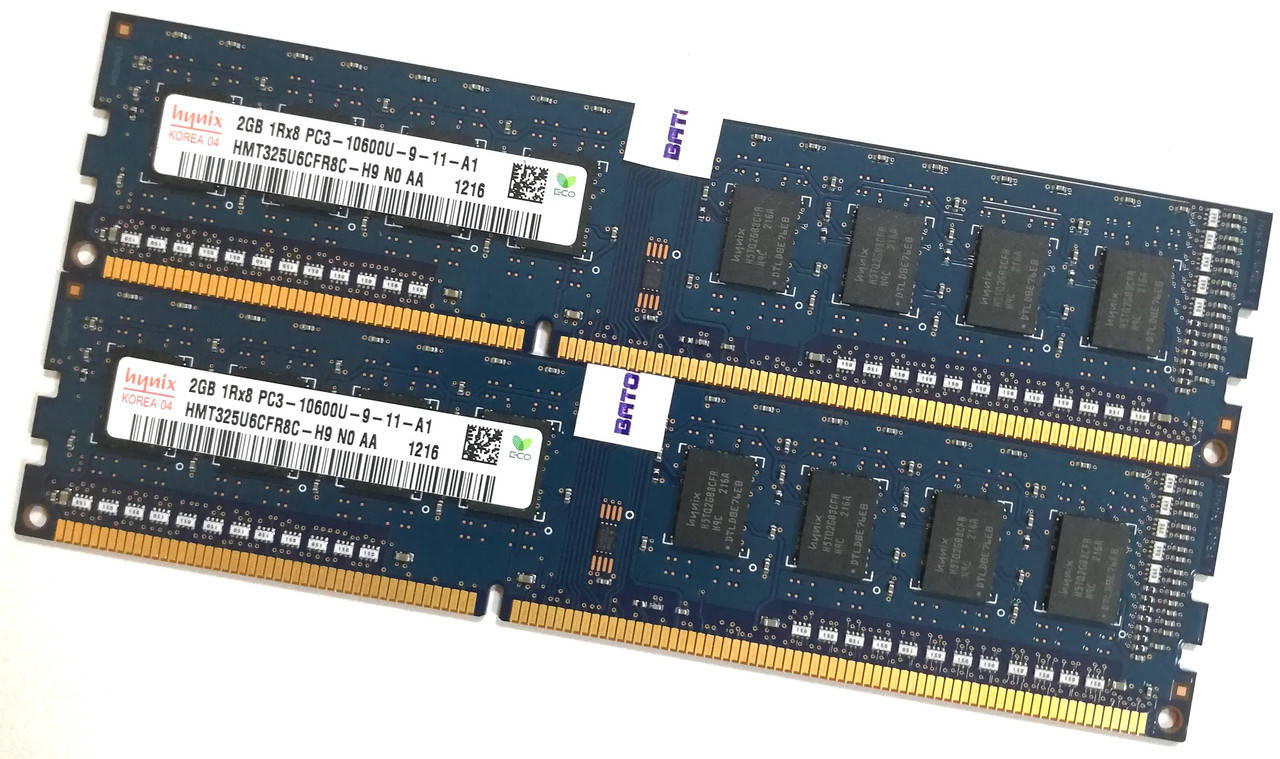 

Оперативная память Hynix DDR3 4Gb (2Gb+2Gb) 1333MHz PC3-10600U 1R8 CL9 (HMT325U6CFR8C-H9 N0 AA) Б/У