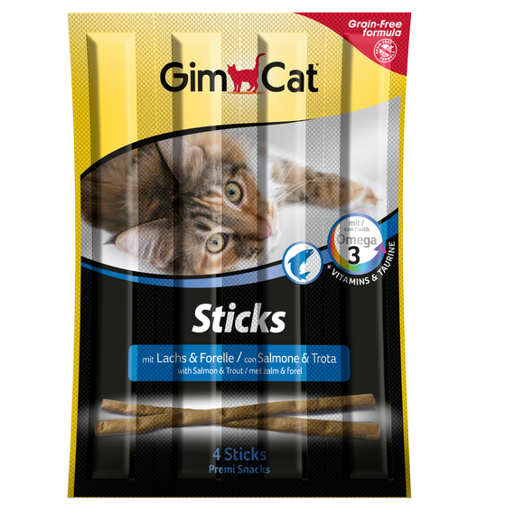 

GimCat Sticks Salmon & trout колбаски для кошек с лососем и форелью (4шт)