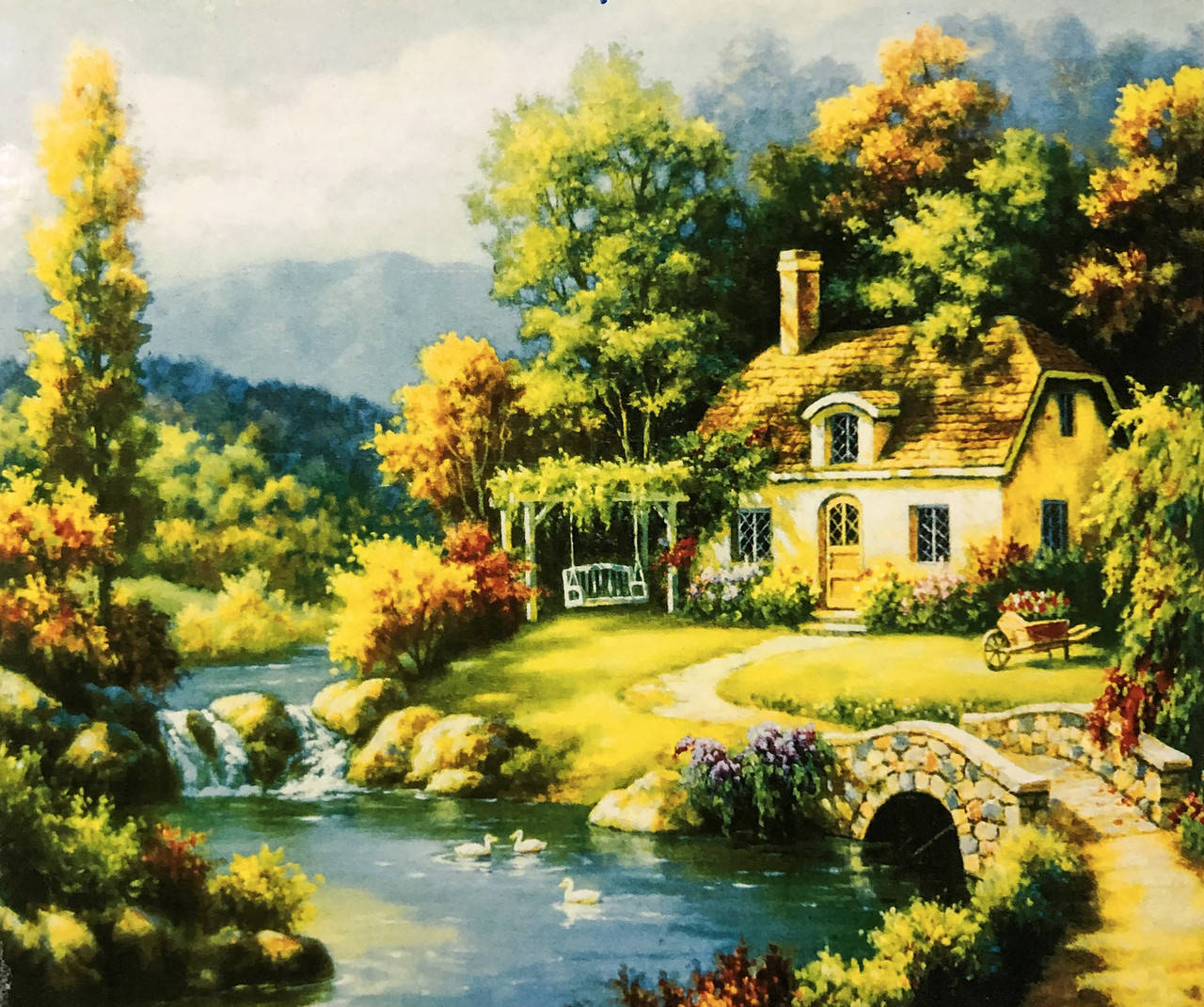 

Алмазная Мозаика на подрамнике . Набор алмазной вышивки на подрамнике "Деревенский домик". Размер 40*30 см.