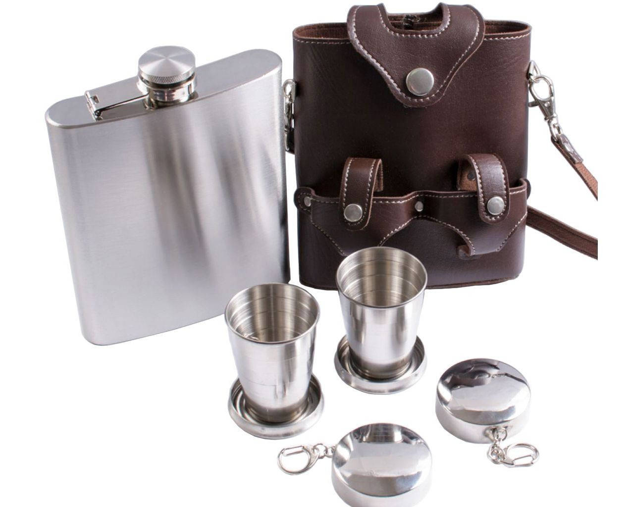 

Фляга Набор PT-A фляга (18 OZ)-540мл. 2стопки-телескопические (40мл.), кожа